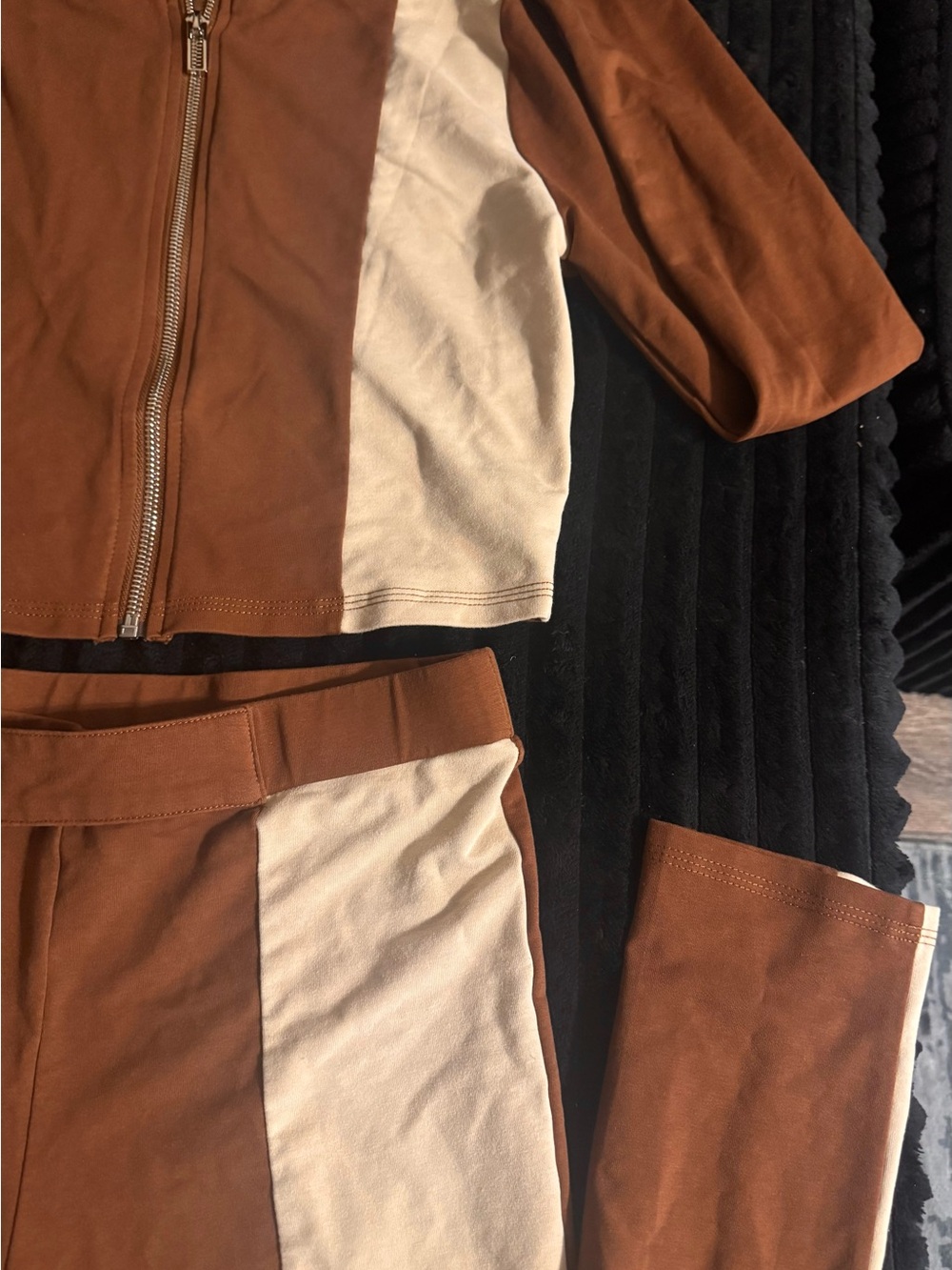 Luxe Mocha & Cream Colorblock Two-Piece Set - Picture 3 of 6